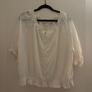 Lilysilk Peasant Style Cropped Silk Blouse - white